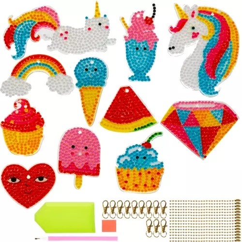 Set creatie broderie cu diamante pentru copii, accesorii incluse, 12 modele, 9 culori, multicolor - imagine 14